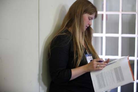 woman reading a report
